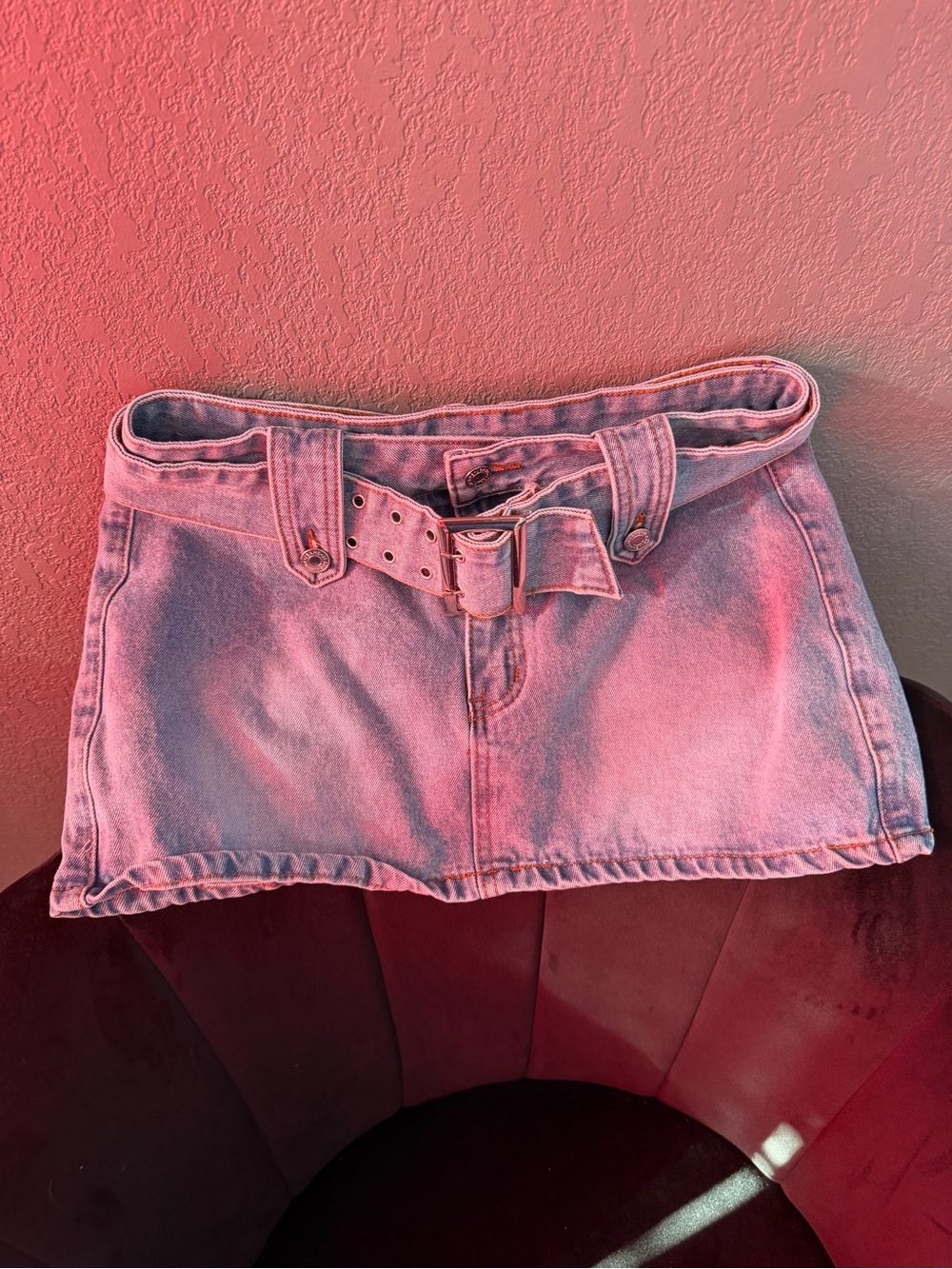 SkirtSports Light Wash Denim Mini Skirt with Matching Belt